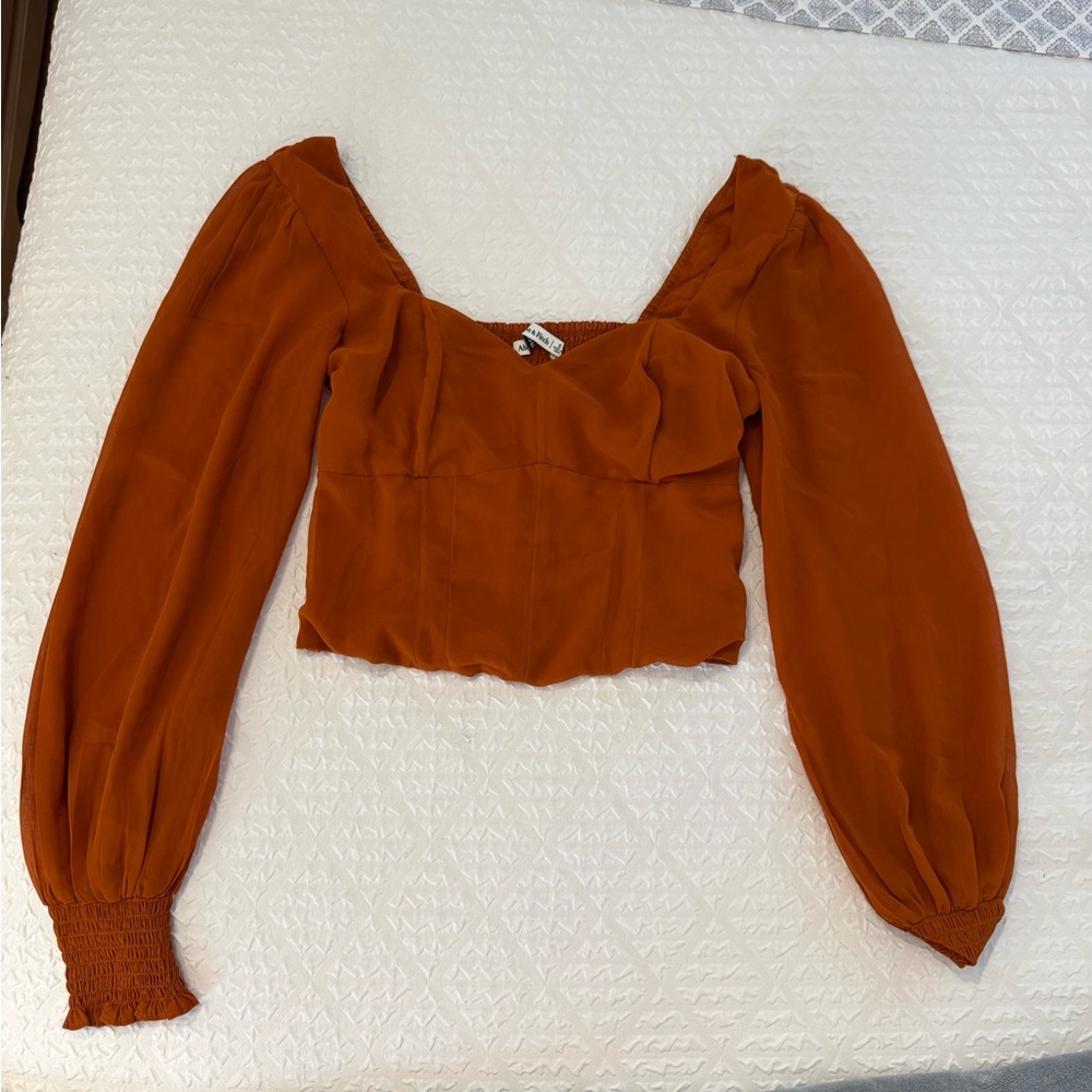 Abercrombie & Fitch Terracotta Long Sleeve Cropped Blouse